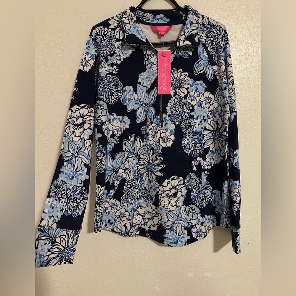 Floral Blue and White Women's Top - Picture 2 of 5